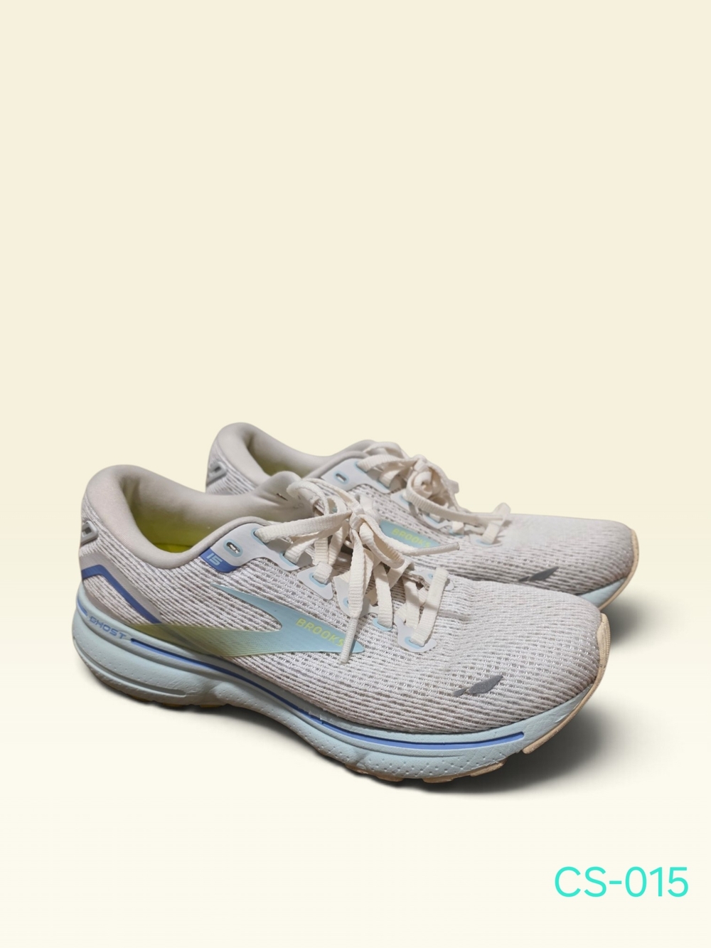 Brooks Ghost 15 Women's Running Shoes Size 7.5 White Blue Mesh Sneakers